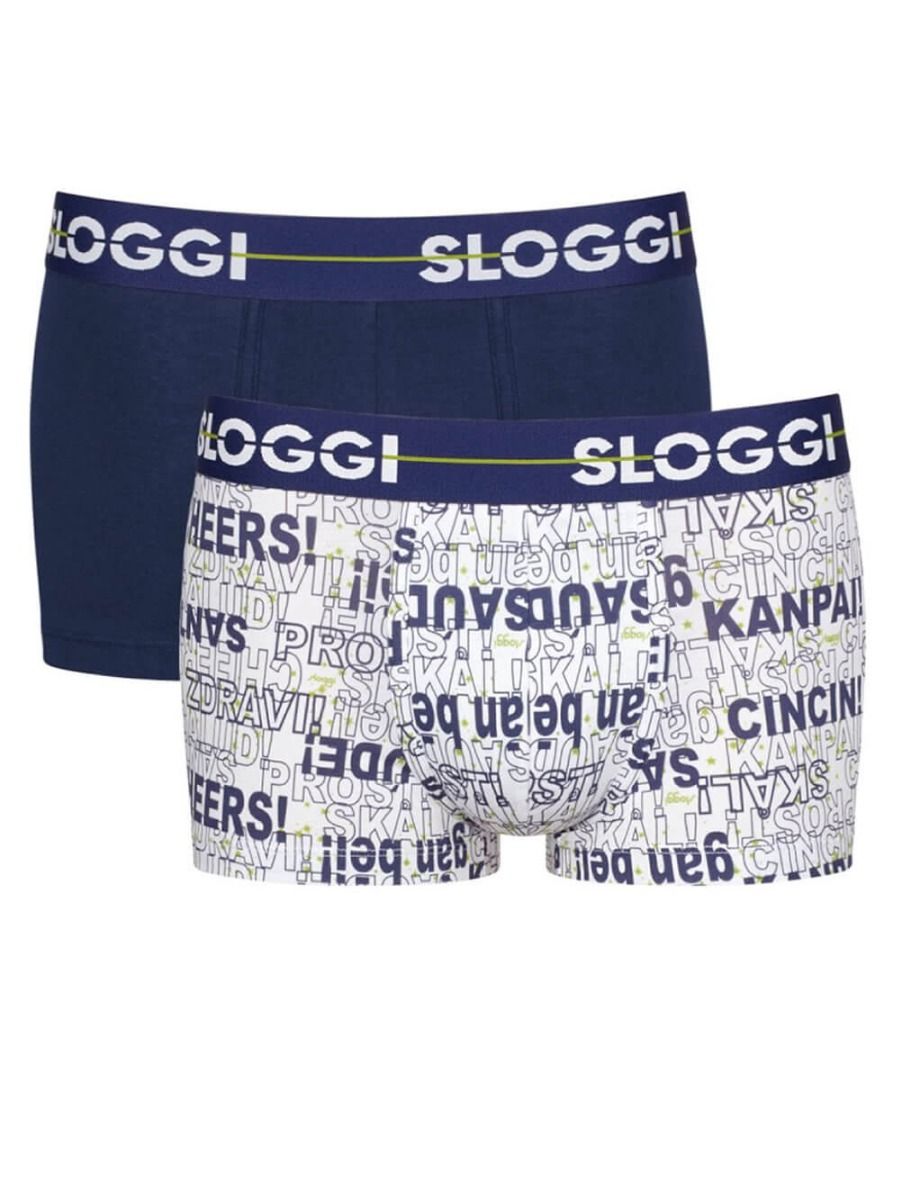 Sloggi Men Boxer Go Hipster Holiday Edition 2τμχ Λευκό-Μπλε Μαρίν 10198181