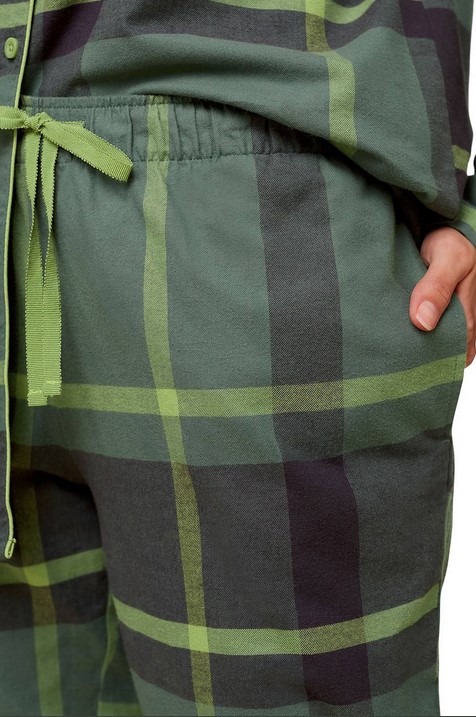 Triumph γυναικεία βαμβακερή χειμερινή πυτζάμα κουμπωτή με γιακά Boyfriend PW X Checks Πράσινο - 10216554-M010
